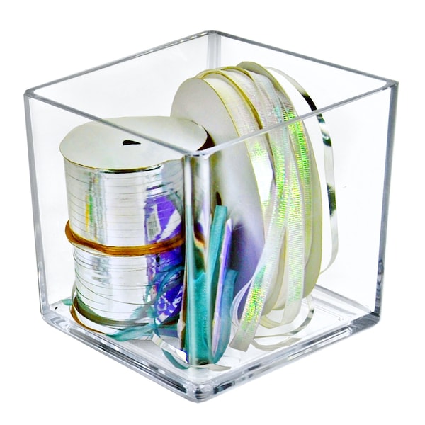 7'' Deluxe Clear Acrylic Square Cube Bin for Counter, 2PK